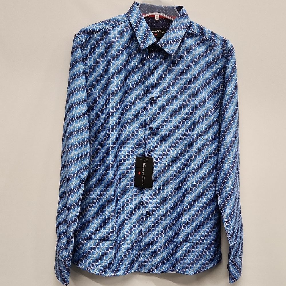 Men's Blue Geometric Pattern Shirt